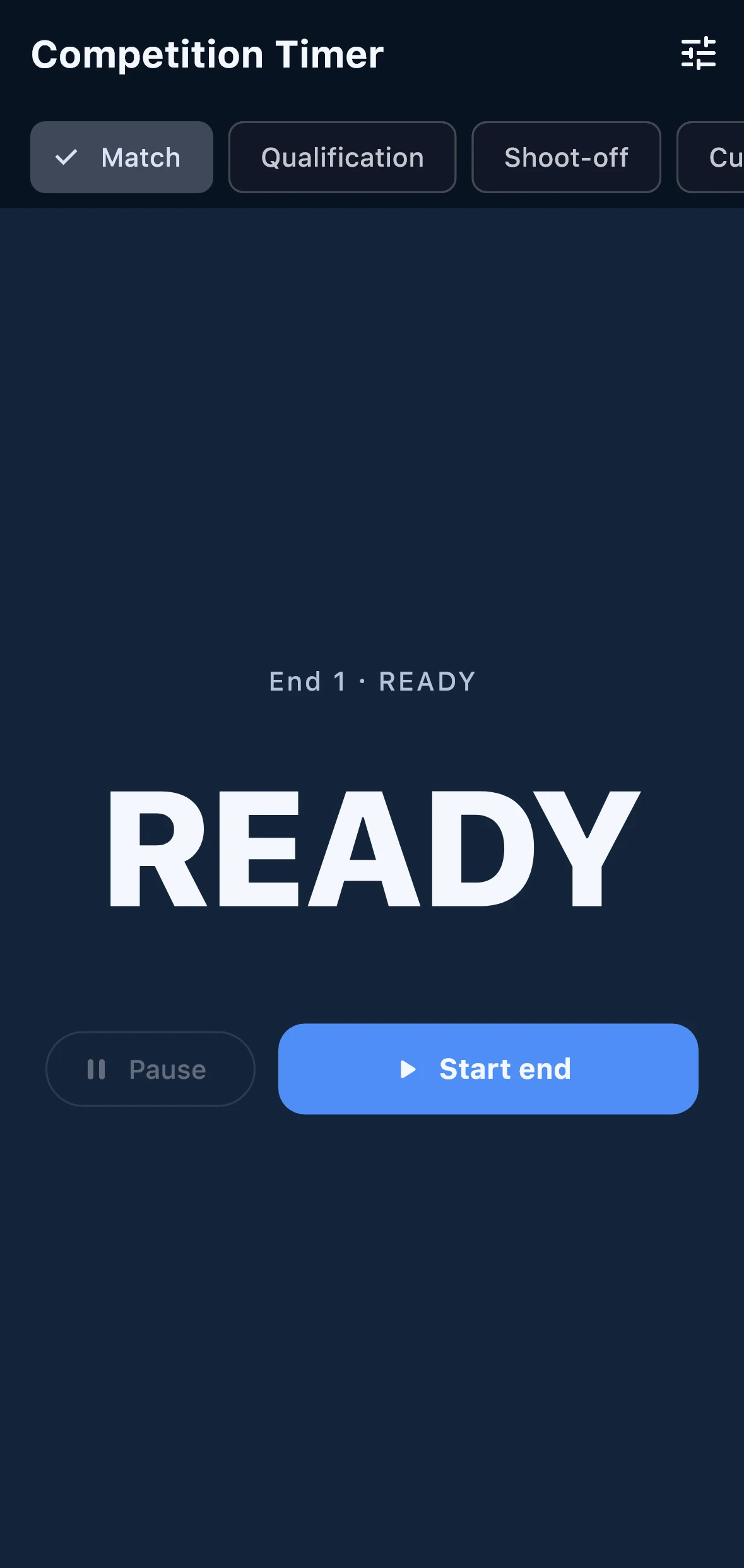 ArcherSense competition timer ready to start an end