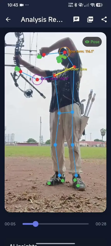 ArcherSense video analysis with pose overlay